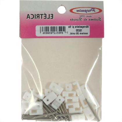 Imagem de Cartela Grampo Fixa Fio Tipo Garra Preguim 18/20 Branco Com 20 Pecas 0036