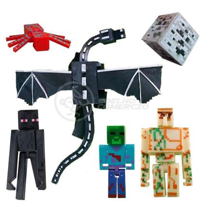 Imagem de Cartela Minecraft Dragão 5 Bonecos + 1EnderWars ZombieVerde