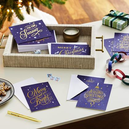 Imagem de Cartões de Natal Hallmark Assortment Blue/Gold 72 cartões