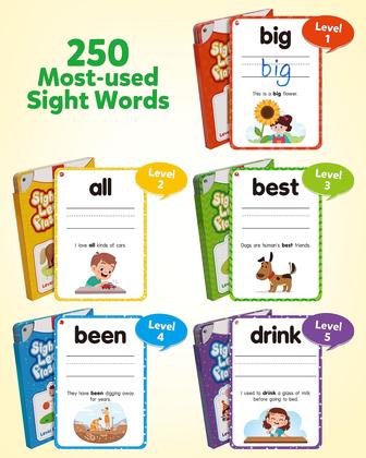 Imagem de Cartões flash Coogam Sight Words Kids Learning 250 Dolch