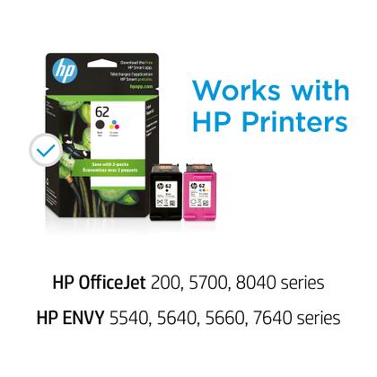Imagem de Cartucho de tinta HP 62 preto/tricolor (pacote com 2) para Envy/OfficeJet