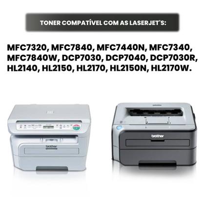 Imagem de Cartucho de Toner TN360 Compatível com Brother DCP7030 DCP7040 HL2140 HL2150 HL2170 MFC7320 MFC7340 MFC7440 MFC7840 até 2.600 Impressões