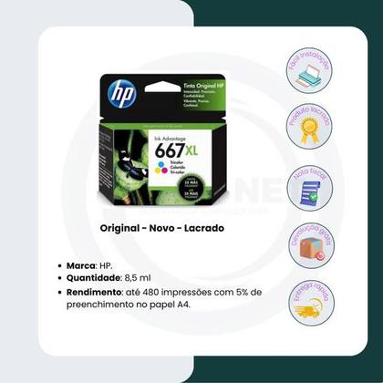 Imagem de Cartucho Preto Hp 667xl Original 2376 2774