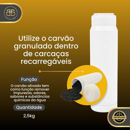Imagem de Carvão Ativado Granulado De Casca De Coco 25kg Para Filtros Cor Preto