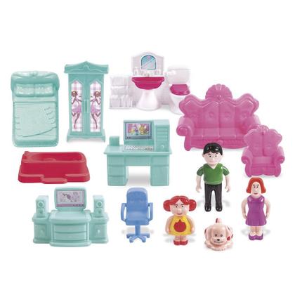 Imagem de Casa Boneca Infantil Maleta Luz Som Móveis Acessórios Portátil Brinquedo