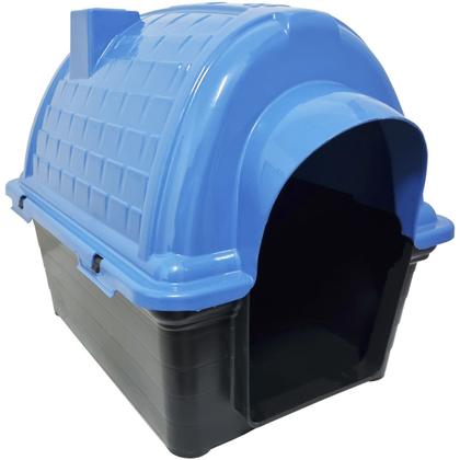 Imagem de Casa Casinha Cachorro Cães Protege Evita Frio Porte Pequeno Plástico Iglu N2 Azul Furacão Pet