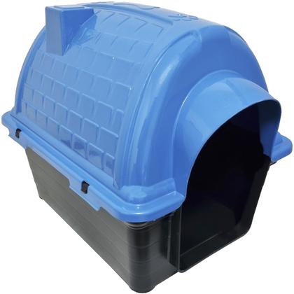 Imagem de Casa Casinha Cachorro Cães Protege Evita Frio Porte Pequeno Plástico Iglu N2 Azul Furacão Pet