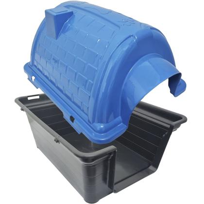 Imagem de Casa Casinha Cachorro Cães Protege Evita Frio Porte Pequeno Plástico Iglu N2 Azul Furacão Pet
