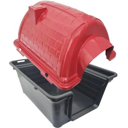 Imagem de Casa Casinha Cachorro Cães Protege Evita Frio Porte Pequeno Plástico Iglu N3 Vermelho Furacão Pet