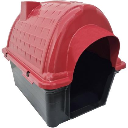 Imagem de Casa Casinha Cachorro Cães Protege Evita Frio Porte Pequeno Plástico Iglu N3 Vermelho Furacão Pet