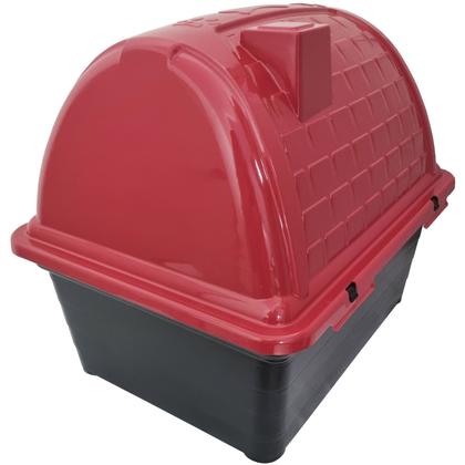 Imagem de Casa Casinha Cachorro Cães Protege Evita Frio Porte Pequeno Plástico Iglu N3 Vermelho Furacão Pet