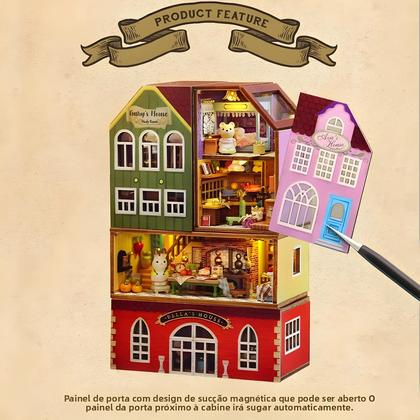 Imagem de Casa De Bonecas De Madeira Para Adultos Com Móveis E Luz, Modelo De Quebra-Cabeça Miniatura 3D Para