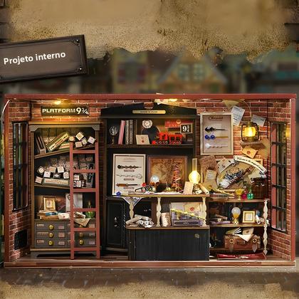 Imagem de Casa De Bonecas Miniatura De Madeira DIY Quebra-Cabeça 3D Modelo De Montagem Com Móveis Iluminação