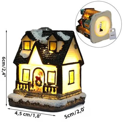 Imagem de Casa De Luz LED De Natal 2024 Miniatura De Resina Decoração Brilhante De Natal Ornamentos De Casa