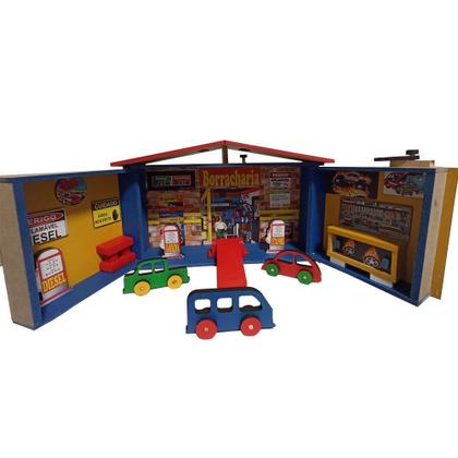 Imagem de Casa Maleta Postinho Hot Wheels Brinquedo Infantil em MDF