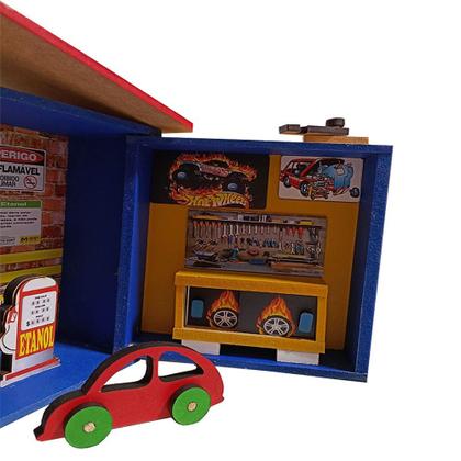 Imagem de Casa Maleta Postinho Hot Wheels Brinquedo Infantil em MDF