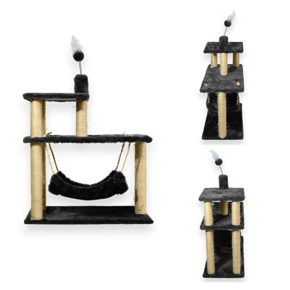 Casa Para Gatos Com Dois Andares Rede Plataforma 3 Andares Com Brinquedo Poste Horizontal Cara de Gato - Miupet Imagem de Casa Para Gatos Com Dois Andares Rede Plataforma 3 Andares Com Brinquedo Poste Horizontal Cara de Gato