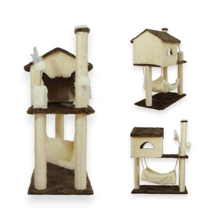 Imagem de Casa Para Gatos Plataformas Rede Brinquedo Poste Sisal Bolinha Mola Maluca