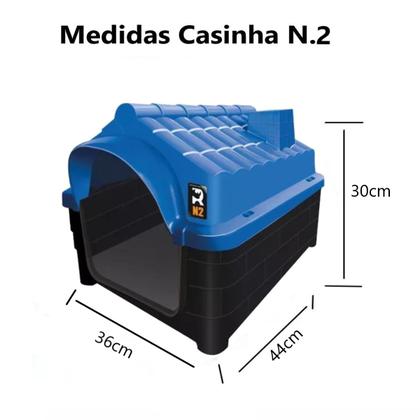 Imagem de Casa Pet N2 Dog Azul + Cama Preta + Brinquedos Sonoros Pet