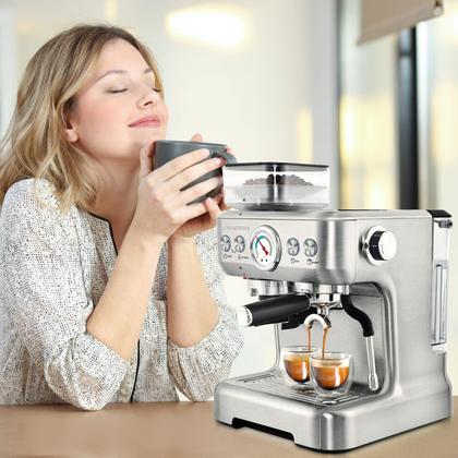 Imagem de CASABREWS Máquina de Espresso com Moedor e Vaporizador de Leite (Prata)