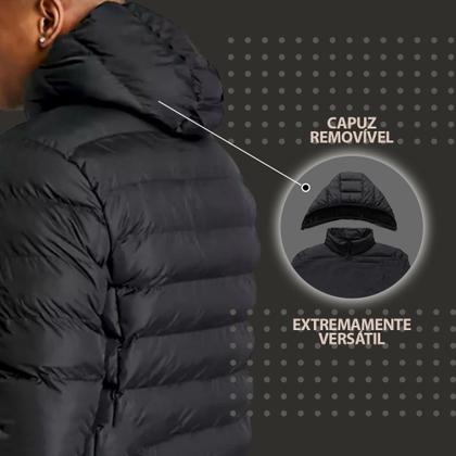 Imagem de Casaco Bobojaco Jaqueta Puffer Gomada com Capuz Removível e Bolsos