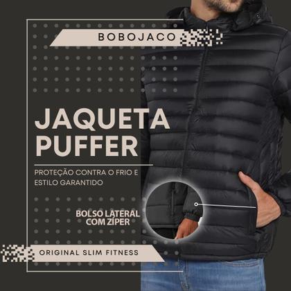 Imagem de Casaco Bobojaco Jaqueta Puffer Gomada com Capuz Removível e Bolsos