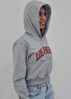 Imagem de Casaco Cropped Moletom Com Estampa E Capuz Ref. 15620