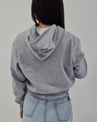 Imagem de Casaco Cropped Moletom Com Estampa E Capuz Ref. 15620