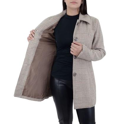Imagem de Casaco Feminino Facinelli By Mooncity Xadrez Kaki - 610254