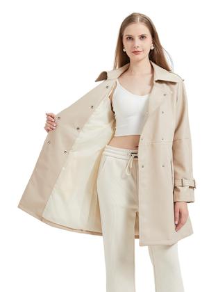 Imagem de Casaco feminino GRAN ORIENTE de material sintético com trespassado duplo