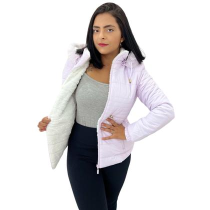 Casaco Jaqueta Feminina Dupla Face Veste Dois Lado Peluciada - Anj Modas Imagem de Casaco Jaqueta Feminina Dupla Face Veste Dois Lado Peluciada