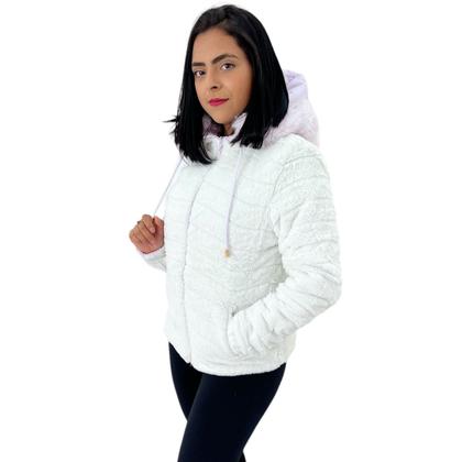 Casaco Jaqueta Feminina Dupla Face Veste Dois Lado Peluciada - Anj Modas Imagem de Casaco Jaqueta Feminina Dupla Face Veste Dois Lado Peluciada