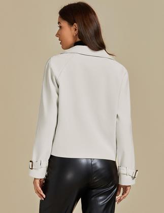 Imagem de Casaco luvamia Cropped Trench Coat feminino cinza claro XXL