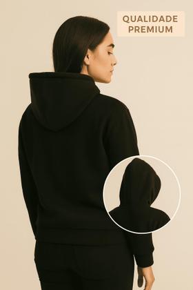 Imagem de Casaco Moletom Flanelado com Capuz Canguru Unissex