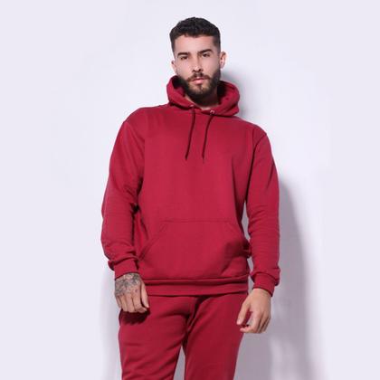 Imagem de Casaco Moletom liso Masculino e Feminino blusa de frio Com Capuz Modelo Canguru -RM004