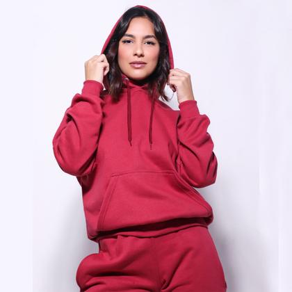 Imagem de Casaco Moletom liso Masculino e Feminino blusa de frio Com Capuz Modelo Canguru -RM004