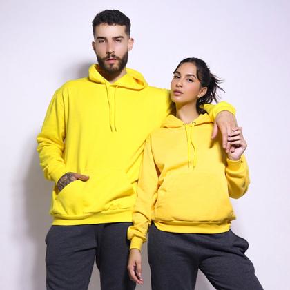 Imagem de Casaco Moletom liso Masculino e Feminino blusa de frio Com Capuz Modelo Canguru -RM004