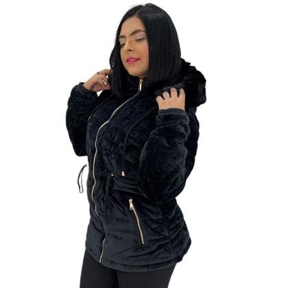 Imagem de Casaco Parka Sobretudo Peluciado Paca Aveludada Com Pelo