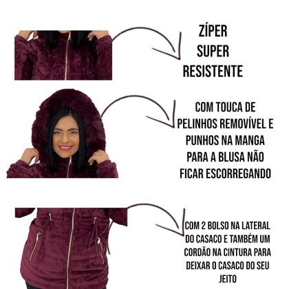 Imagem de Casaco Parka Sobretudo Peluciado Paca Aveludada Com Pelo