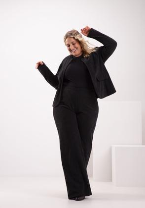 Imagem de Casaco Plus Size Com Lapelas Tecido De Veludo Lunender 69188