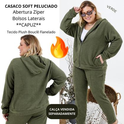 Imagem de Casaco Plus Size Plush Peluciado Confort Casual P/Frio Feminino 20324A