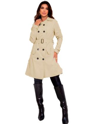 Imagem de Casaco Sobretudo Feminino Com Botões e Cinto