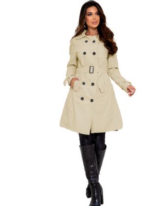 Imagem de Casaco Sobretudo Feminino Com Botões e Cinto