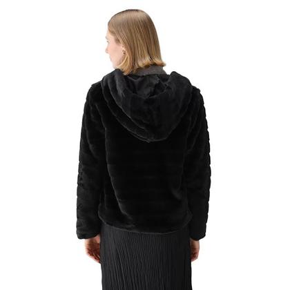 Imagem de Casaco Teddy Feminino Com Capuz E Zíper Peluciado Forrado
