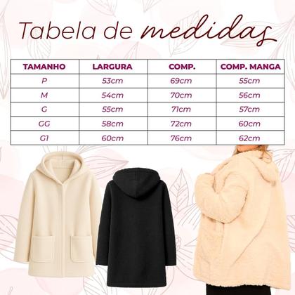 Imagem de Casaco Teddy Feminino Plus Size Peluciado Inverno Capuz Bolso Pelo Quentinho Casual