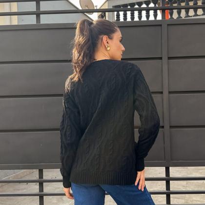 Imagem de Casaco Trançado com Bolso em Tricot