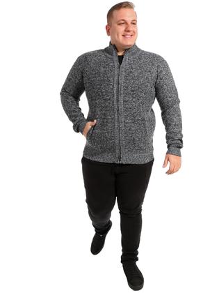 Imagem de Casaco Tricot Plus Size Anistia Aberto Forro Xadrez Mescla