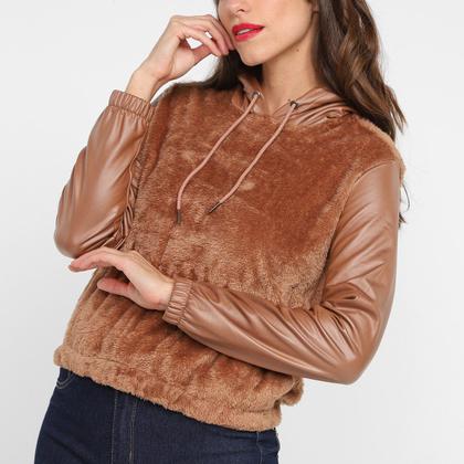 Imagem de Casaco We're The City Teddy PU Capuz Feminino