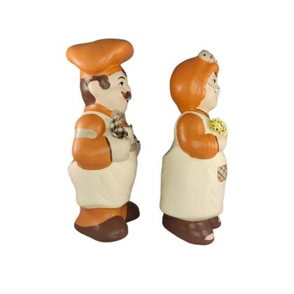 Imagem de Casal Cozinheiro Vovo PORTA COLHER PAU Ceramica Alaranjado - Decore Casa