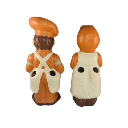 Imagem de Casal Cozinheiro Vovo PORTA COLHER PAU Ceramica Alaranjado - Decore Casa